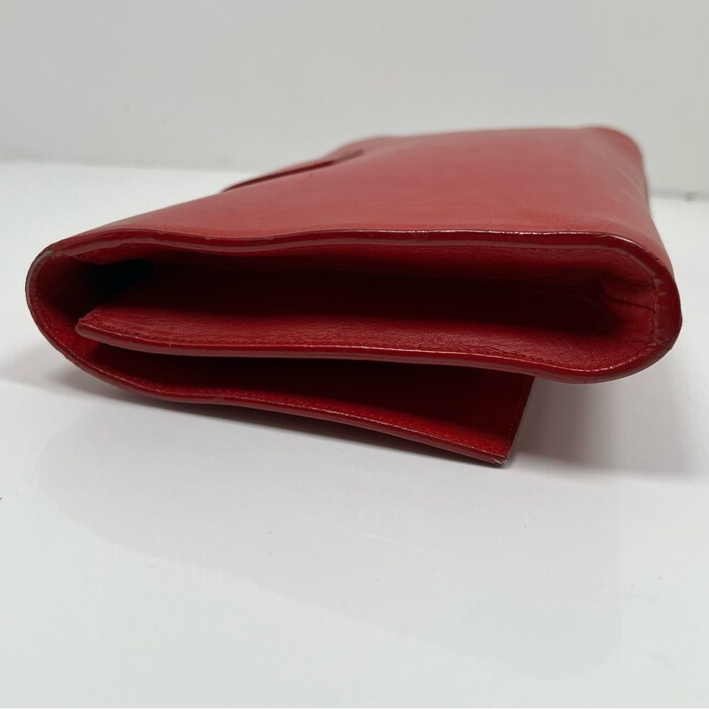 Yves Saint Laurent Clutch Bag Red Leather Gold Hardware - Picture 3 of 13